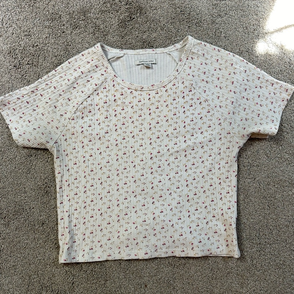 American Eagle, L, Cropped, Floral shirt
